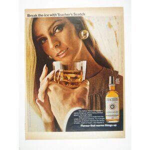 Woman MOD Fashion AD Vintage 1968 Teachers Scotch Whisky Print Advertisement